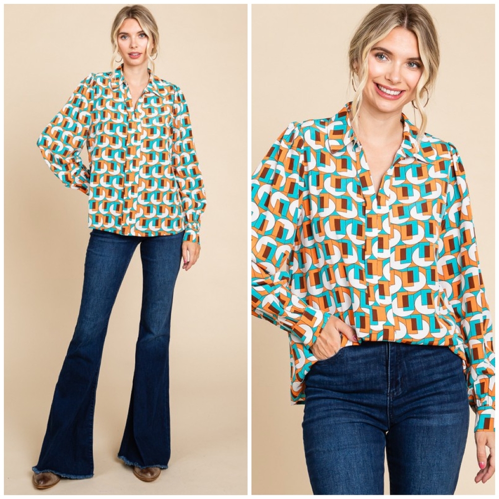 JODIFL Retro Chic Relaxed Fit Long Sleeves Blouse - Picture 3 of 7